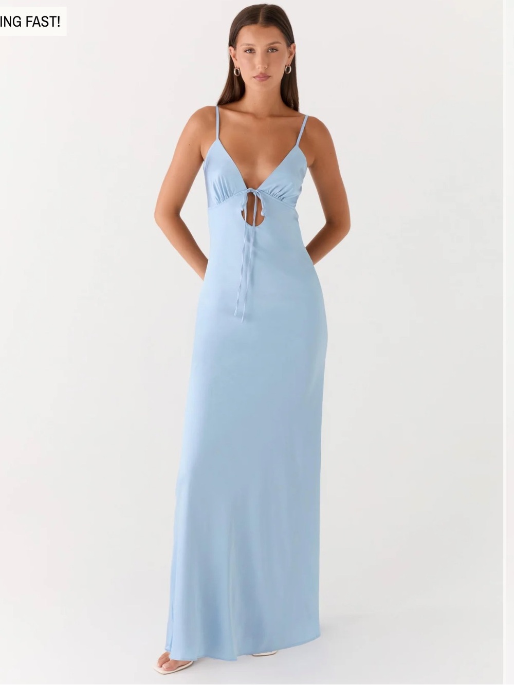 Peppermayo Flora Satin Maxi Dress in Ice Blue NWT Size 4